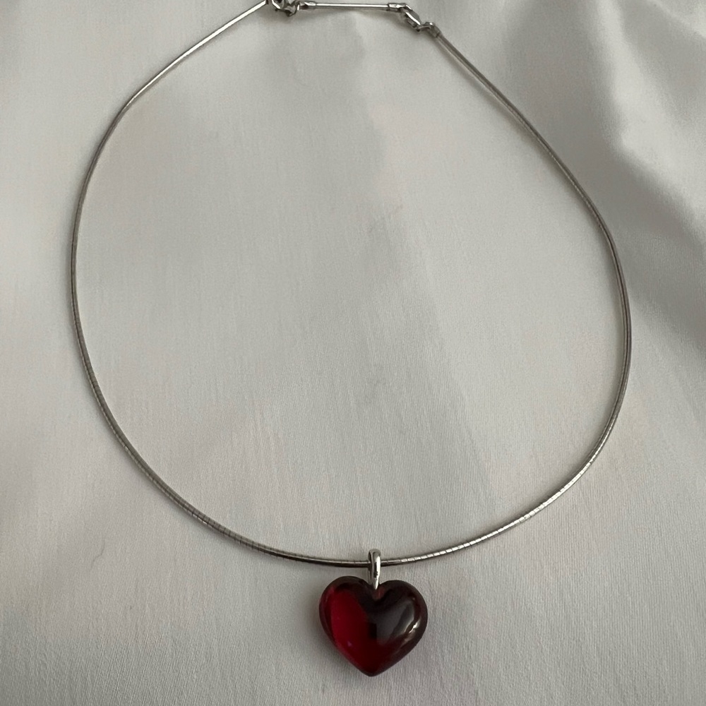 Baccarat Crystal Heart 925 Silver Necklace